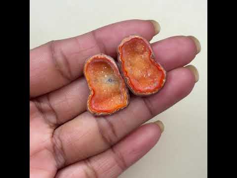 Wholesale Peach Geode Druzy Pair 20–25mm | Matching Agate Stones for Jewelry Making