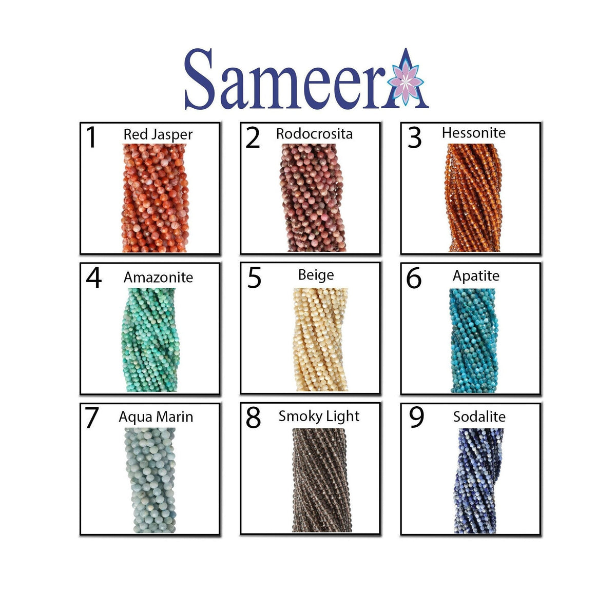 1 Line Natural Gemstone Beads Faceted 2.5 MM, Jewelry Making Supplies - Meena Design