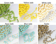 10 Feet Gold Plated Jade Rondelle Beads Chain rosary chain, Jewellery Beads, Tiny Beads Stone, Beaded, Beads Chain - Meena Design