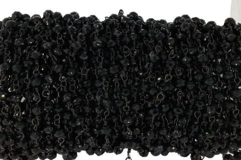 10 Feet Jade Glass Beads Black Plated And Silver Plating rosary chain - Meena Design
