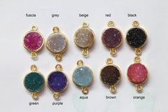 10 mm connector druzy natural gem stone gold plated fancy collet - Meena Design