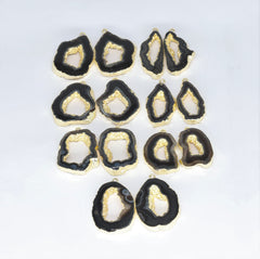 25 - 40 Agate geode slice pairs edged in gold double edged - Meena Design