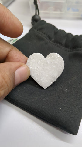 30 - 35 mm, Heart, Natural Druzy, Silver, or Gold, Edged, Brass, Gem Stone Pendant, - Meena Design