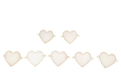 30 - 35 mm, Heart, Natural Druzy, Silver, or Gold, Edged, Brass, Gem Stone Pendant, - Meena Design
