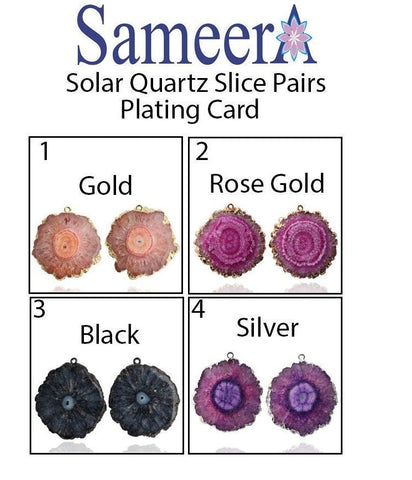 30 mm + Large Gemstone Pairs Rose Gold Edged Natural Solar Quartz ***You receieve Exact Pair as in the Photo" - Meena Design