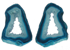 35 - 55 mm Agate Geode Slice Pairs Aqua *Order Exact pieces as in photos* - Meena Design