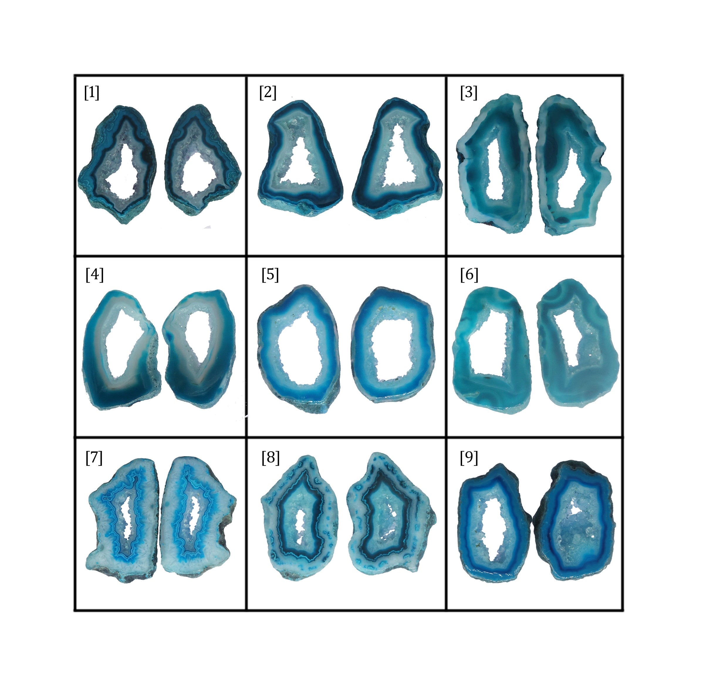35 - 55 mm Agate Geode Slice Pairs Aqua *Order Exact pieces as in photos* - Meena Design