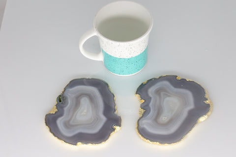 4 Pcs Set Home Decor Agate Coaster Tableware Barware 3-4 Inch - Meena Design