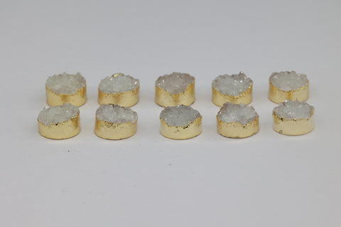 8 MM Natural Quartz Druzy Gem Stone Circle Edged - Meena Design