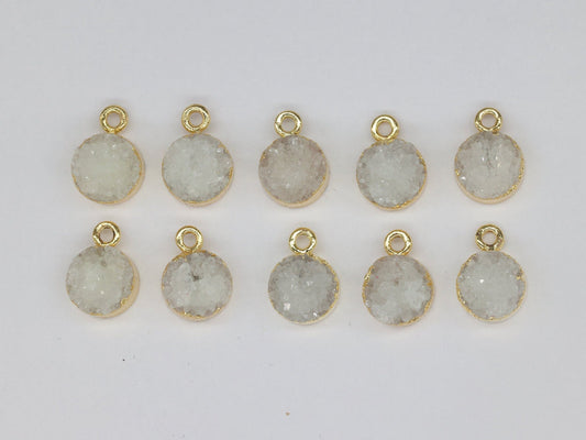 8 MM Natural Quartz Druzy Gem Stone Circle Edged - Meena Design