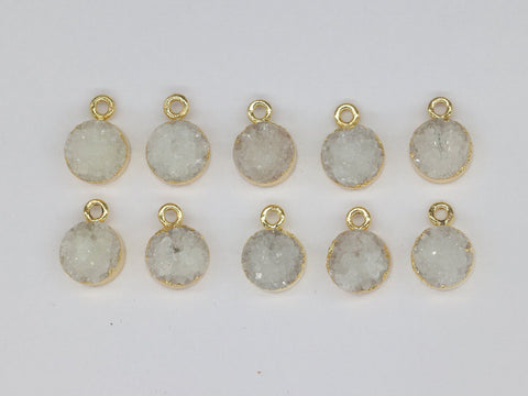 8 MM Natural Quartz Druzy Gem Stone Circle Edged - Meena Design