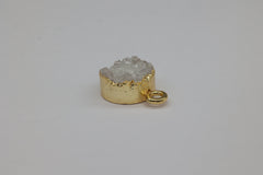 8 MM Natural Quartz Druzy Gem Stone Circle Edged - Meena Design