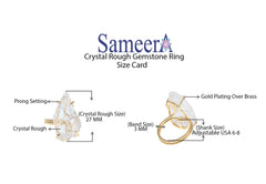 Adjustable Natural Gemstone Ring, raw crystal engagement ring, April Birthstone Ring, 25 - 35 mm, Wholesale Supply Jewelry & Gem Shows - Meena Design