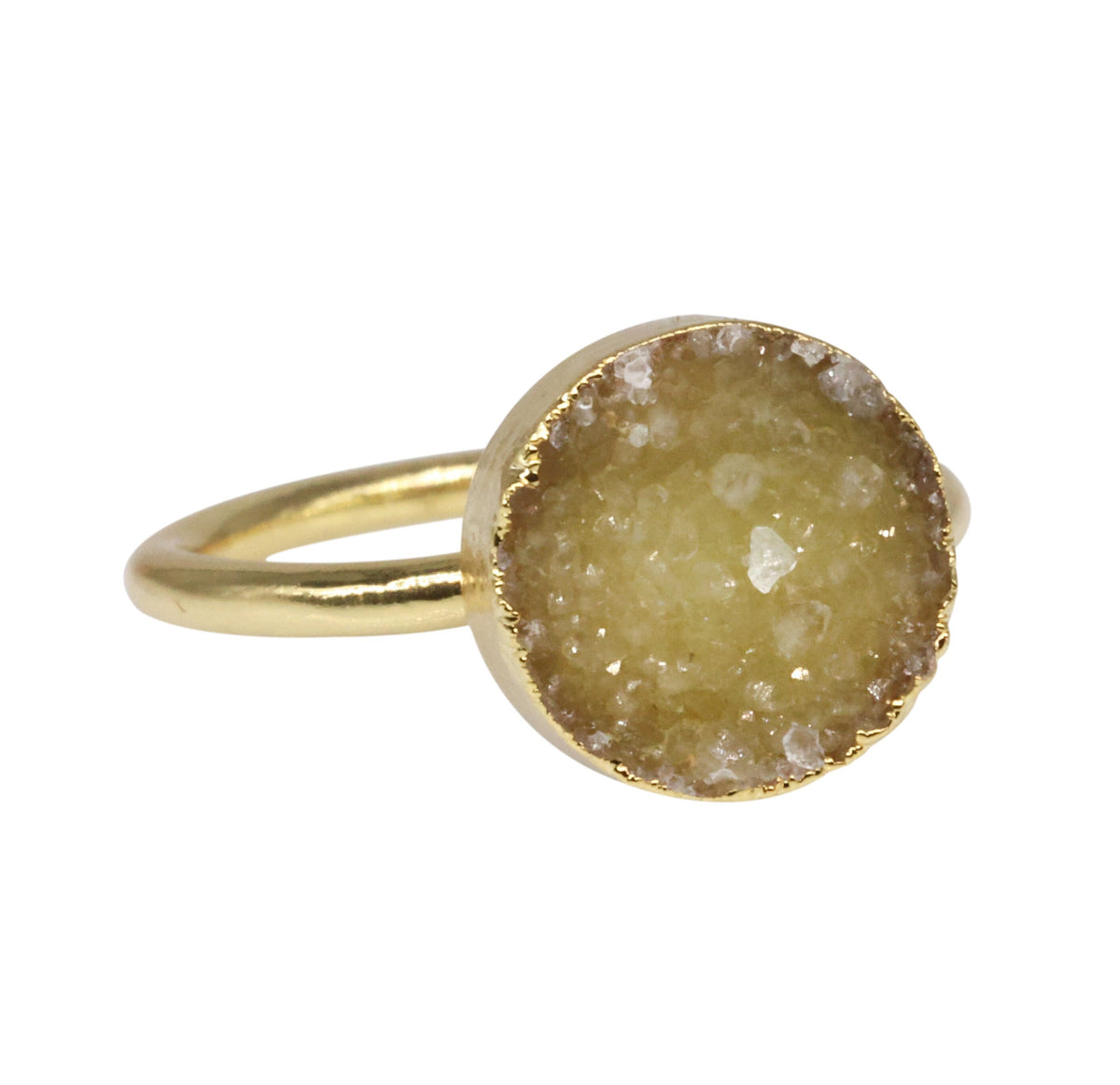 Agate Druzy Ring Natural Gemstone Adjustable 8 MM Round - Meena Design