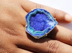 Anokha Large Geode Statement Rings, 30 - 40 MM, Unlimited Sparkle in Life !! - Meena Design