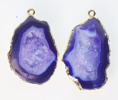Blue Agate cave druzy or tobasco druzy geode Pairs For Earrings ***You can Order Exact Pairs as in Photos*** - Meena Design