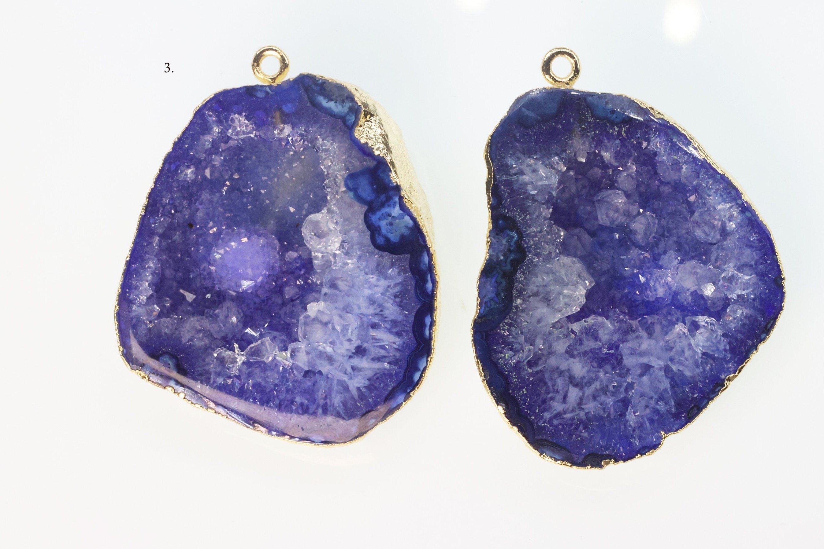Blue Agate cave druzy or tobasco druzy geode Pairs For Earrings ***You can Order Exact Pairs as in Photos*** - Meena Design