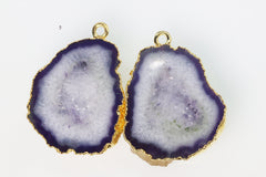 Blue Agate cave druzy or tobasco druzy geode Pairs For Earrings ***You can Order Exact Pairs as in Photos*** - Meena Design