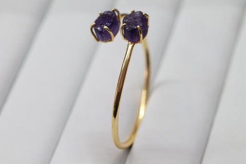 Bracelets Amethyst Raw natural gemstone gold plated - Meena Design
