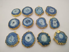 Connector Natural Solar Quartz, Gold Charms, Silver Pendants, Stalactite Gemstones, White Cloud, 20-25MM, - Meena Design