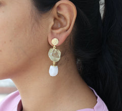 Crystal Raw Birthstone Earring, Natural Gemstone Earrings - Meena Design