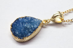 druzy Pendants, 15 * 20 MM, Natural Quartz gemstone, wholesale druzy pendant necklace, Druzy Pear, Gem Stone Pendants - Meena Design
