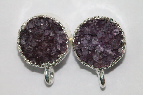 Druzy Round Gemstones Gold Edged DIY Earring - Meena Design