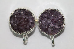 Druzy Round Gemstones Gold Edged DIY Earring - Meena Design