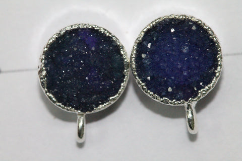 Druzy Round Gemstones Gold Edged DIY Earring - Meena Design