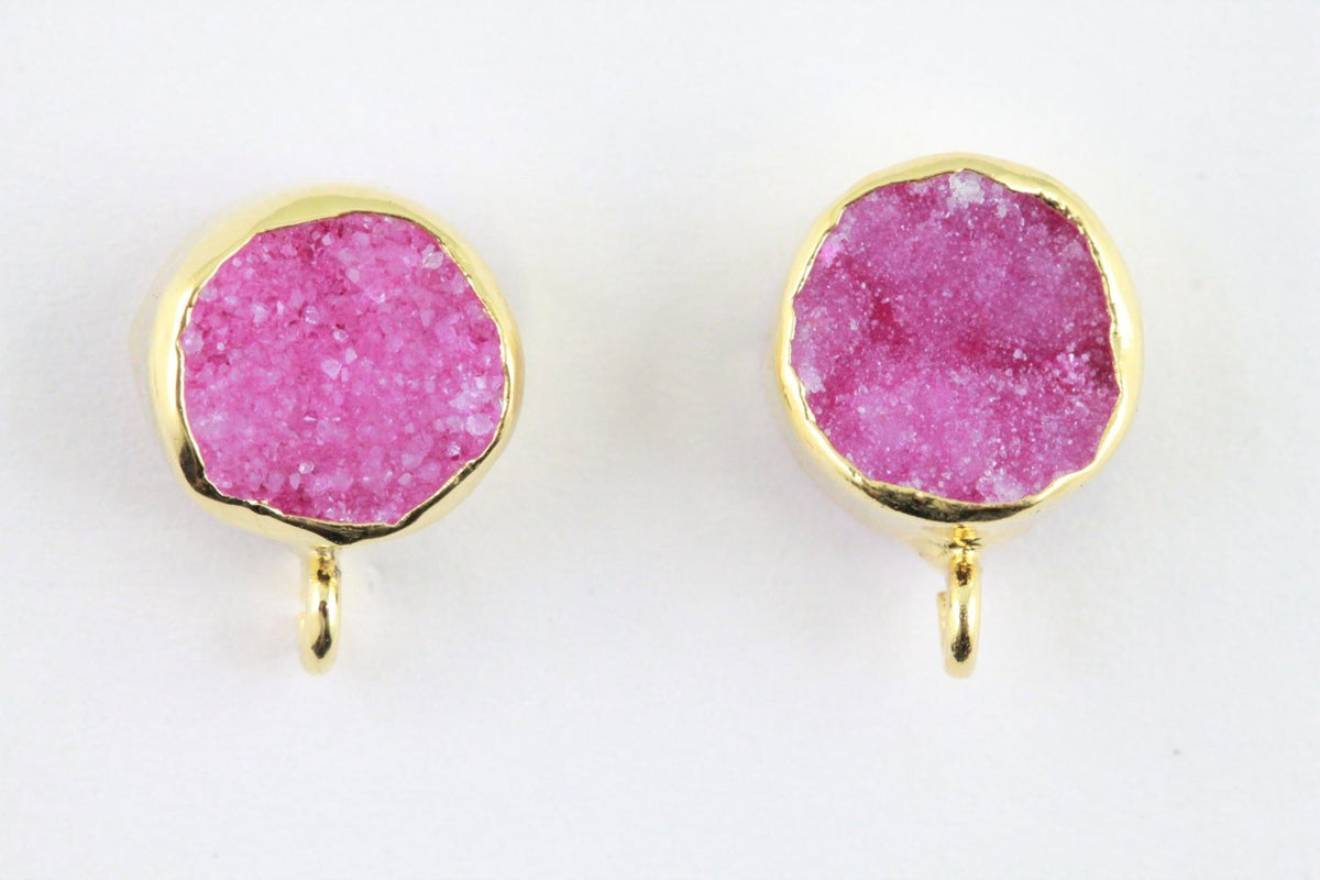 Ear Post Druzy Gold Plated Bezel - Meena Design