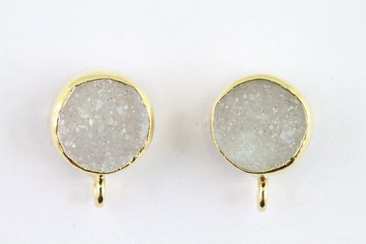 Ear Post Druzy Gold Plated Bezel - Meena Design