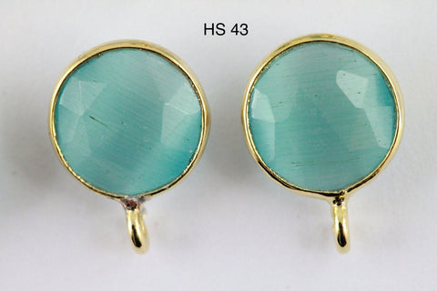 Earpost Catseye DIY Earrings Studs, 10 MM - Meena Design