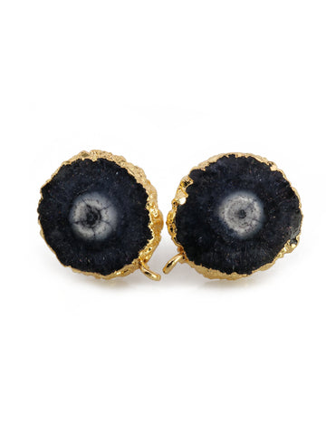 Earpost Natural solar quartz, flower druzy, gold gemstone, Earrings Connect, For Making Earrings - Meena Design
