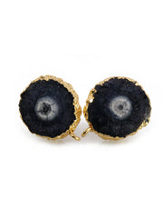 Earpost Natural solar quartz, flower druzy, gold gemstone, Earrings Connect, For Making Earrings - Meena Design