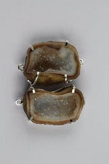 Earring Making, Natural Agate Geode Druzy Pairs Prong Set 25 - 30 mm - Meena Design