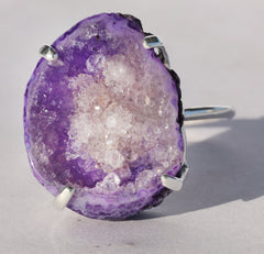 Geode, Agate, Silver, Statement Ring, Geode Ring, Druzy Ring, Crystal Ring, Gemstone Ring, Ring Silver, Adjustable Ring, Gift For Her, 925 - Meena Design