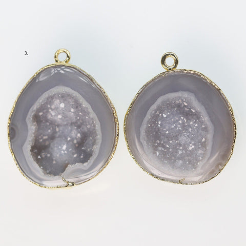 Geode Connectors * Geode 2 Halves * Natural Tobasco * Geode Pair * 24K Gold * DIY Geode * Earrings * Agate Earrings * DIY Earrings * DIY - Meena Design