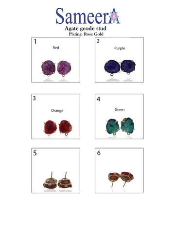 Geode Studs,DIY Earrings,Earring Studs,Gemstone Earrings,Handmade Earrings,Gold Studs,Statement Stud,Statement Earring,Geode Jewelry - Meena Design