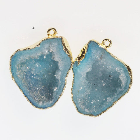 Gold Aqua cave druzy or tobasco druzy geode Pairs *Order Exact Pairs as in Photos* - Meena Design