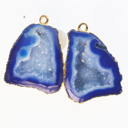 Gold Aqua cave druzy or tobasco druzy geode Pairs *Order Exact Pairs as in Photos* - Meena Design