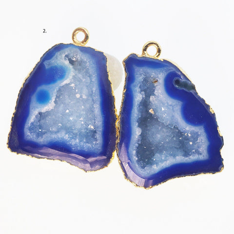 Gold Aqua cave druzy or tobasco druzy geode Pairs *Order Exact Pairs as in Photos* - Meena Design