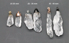 Gold Edged Rock Crystal Quartz Point charms Rough Clear Spike Points 15 - 45 mm long - Meena Design