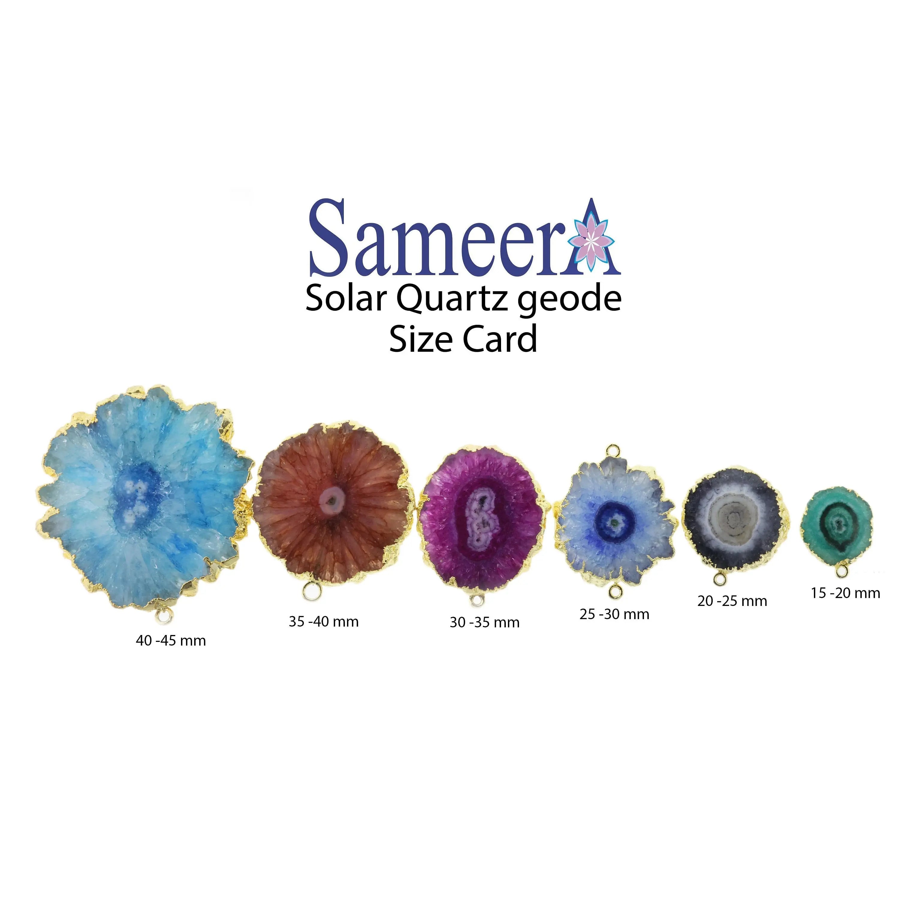Gold Solar Quartz Pendant, Silver Solar Quartz Connector, Stalactite, Natural Gemstones, DIY, Connector, 10-40MM - Meena Design