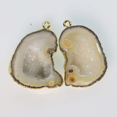 Gold Yellow Cave Druzy or Tobasco Druzy geode Pairs *Order Exact Pairs as in Photos* - Meena Design