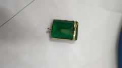 Green Glass Gemstone Half Bezel Ear Post Electro Plated Earpost 15 * 20 Rectangle - Meena Design