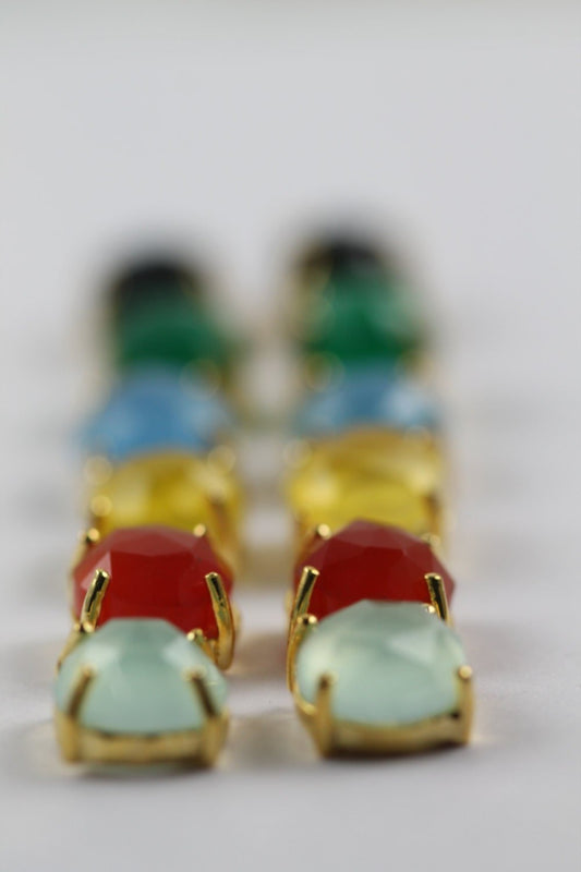 Lapis , stud, cabochon earrings, gemstone stud, mimalistic studs, gold gemstone studs, lapis lazuli - Meena Design
