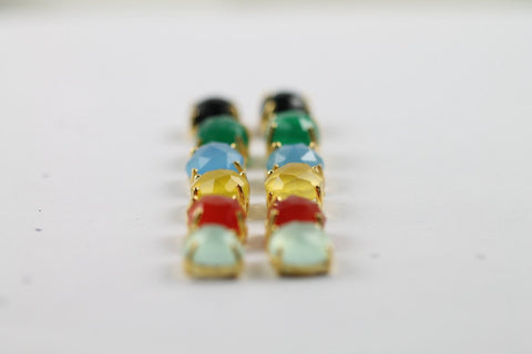Lapis , stud, cabochon earrings, gemstone stud, mimalistic studs, gold gemstone studs, lapis lazuli - Meena Design