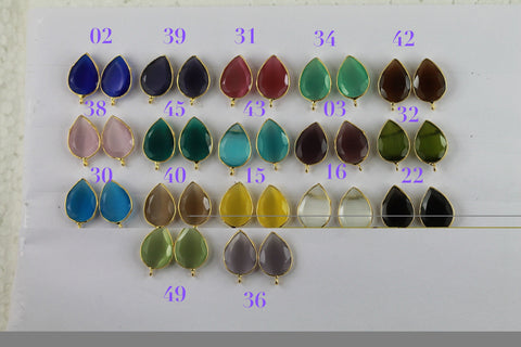 Monalisa Cats Eye Rhine Stone Gold Plated Earpost Bezel - Meena Design