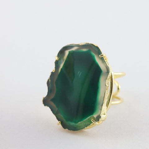 Natural Agate Slice Rings - Meena Design