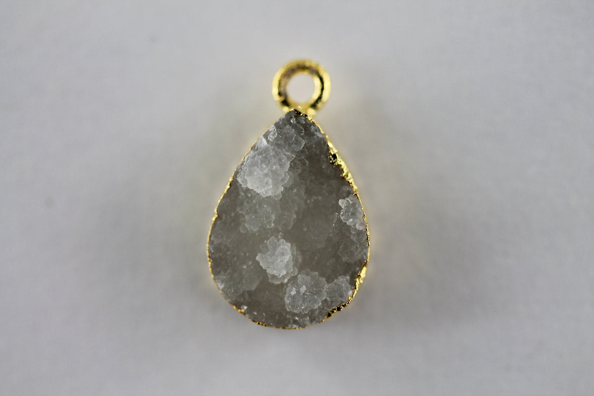Natural Gemstone Druzy Pear For Earring, DIY Jewelry, Gold Silver Single Bail , Supplies For Jewelry Making 10 *14 MM - Meena Design